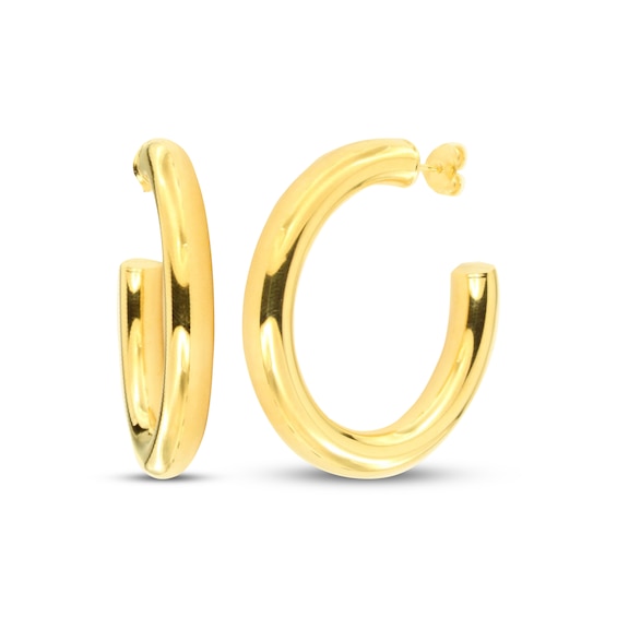 Polished Hoop Earrings 24K Yellow Gold Vermeil Sterling Silver 42mm