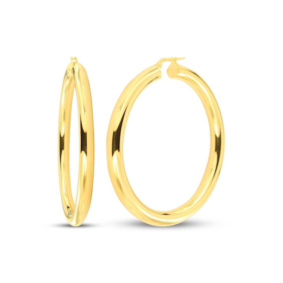 Polished Hoop Earrings 24K Yellow Gold Vermeil Sterling Silver 72mm