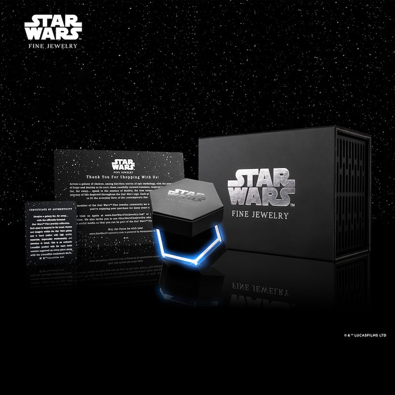 Main Image 3 of Star Wars TIE Fighter Black Onyx & Black Diamond Accent Ring Sterling Silver & Black Rhodium