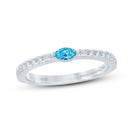 Monique Lhuillier Bliss Blue & White Lab-Grown Diamond Anniversary Ring 1/3 ct tw 18K White Gold