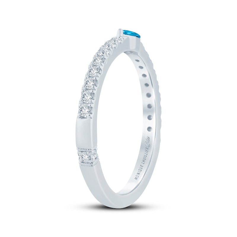 Main Image 2 of Monique Lhuillier Bliss Blue & White Lab-Grown Diamond Anniversary Ring 1/3 ct tw 18K White Gold