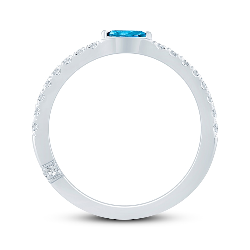 Main Image 3 of Monique Lhuillier Bliss Blue & White Lab-Grown Diamond Anniversary Ring 1/3 ct tw 18K White Gold