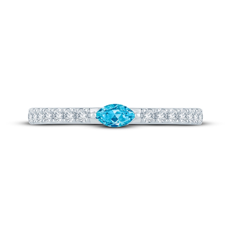 Main Image 4 of Monique Lhuillier Bliss Blue & White Lab-Grown Diamond Anniversary Ring 1/3 ct tw 18K White Gold