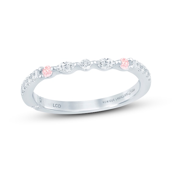 Monique Lhuillier Bliss Pink & White Lab-Grown Diamond Anniversary Ring 1/4 ct tw 18K White Gold