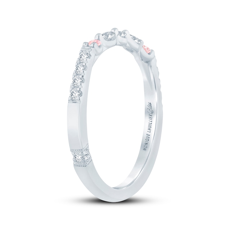 Main Image 2 of Monique Lhuillier Bliss Pink & White Lab-Grown Diamond Anniversary Ring 1/4 ct tw 18K White Gold