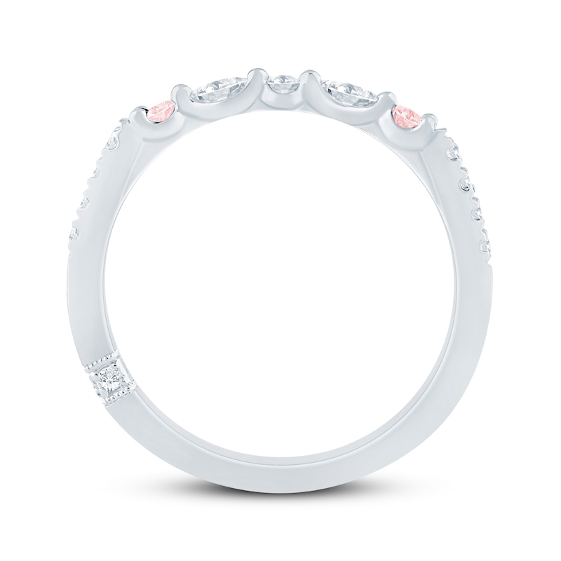 Main Image 3 of Monique Lhuillier Bliss Pink & White Lab-Grown Diamond Anniversary Ring 1/4 ct tw 18K White Gold