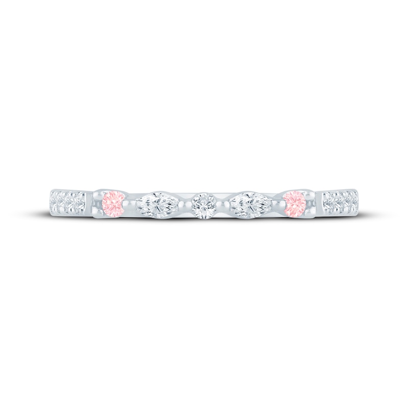 Main Image 4 of Monique Lhuillier Bliss Pink & White Lab-Grown Diamond Anniversary Ring 1/4 ct tw 18K White Gold