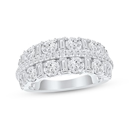 Now + Forever Lab-Grown Diamonds Round & Baguette-Cut Anniversary Ring 2 ct tw 14K White Gold