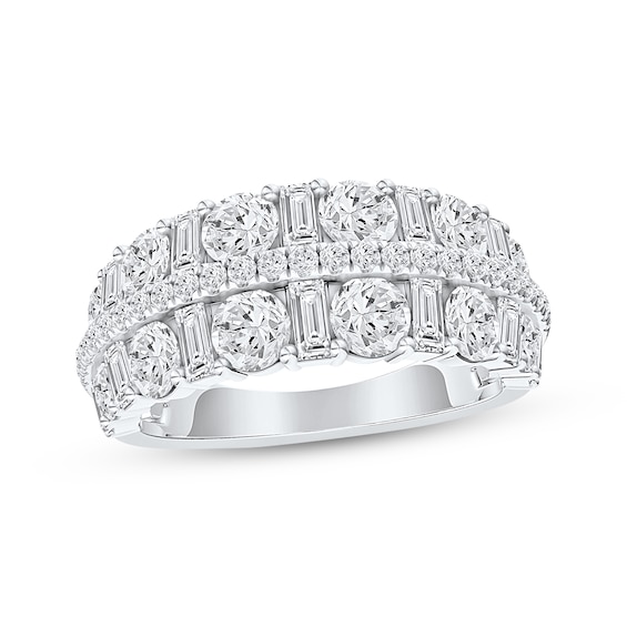Now + Forever Lab-Grown Diamonds Round & Baguette-Cut Anniversary Ring 2 ct tw 14K White Gold