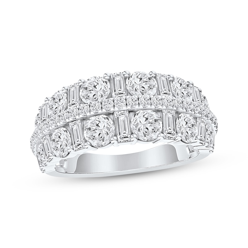 Main Image 1 of Now + Forever Lab-Grown Diamonds Round & Baguette-Cut Anniversary Ring 2 ct tw 14K White Gold