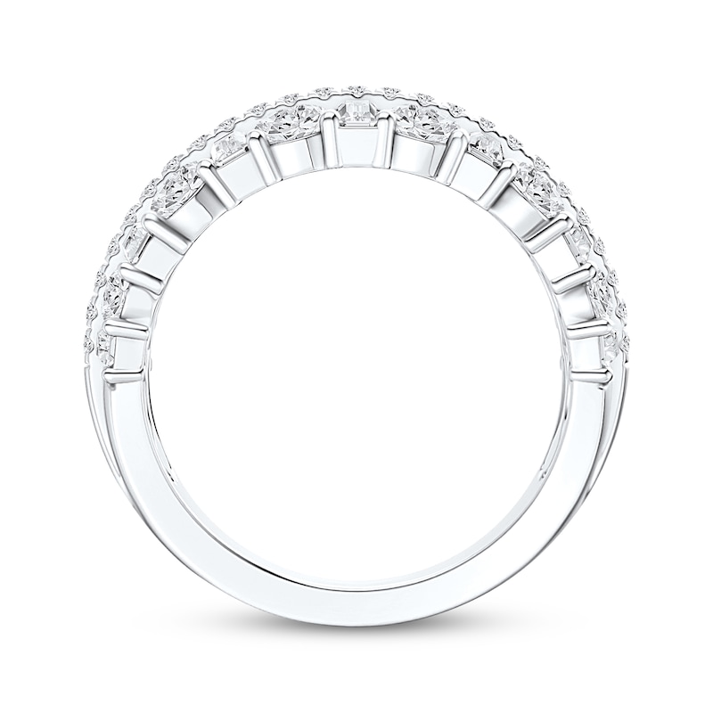 Main Image 3 of Now + Forever Lab-Grown Diamonds Round & Baguette-Cut Anniversary Ring 2 ct tw 14K White Gold