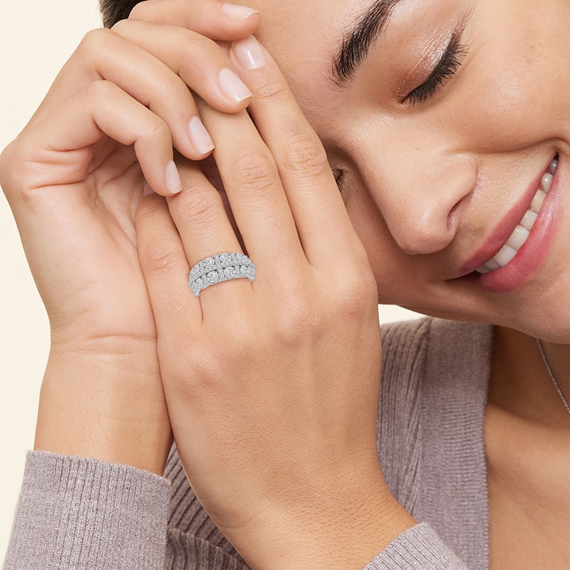 Main Image 5 of Now + Forever Lab-Grown Diamonds Round & Baguette-Cut Anniversary Ring 2 ct tw 14K White Gold