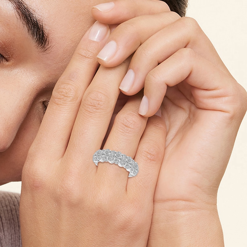 Main Image 6 of Now + Forever Lab-Grown Diamonds Oval & Round-Cut Anniversary Ring 2 ct tw 14K White Gold