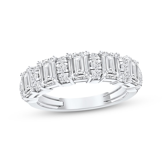 Now + Forever Lab-Grown Diamonds Round & Emerald-Cut Anniversary Ring 2 ct tw 14K White Gold