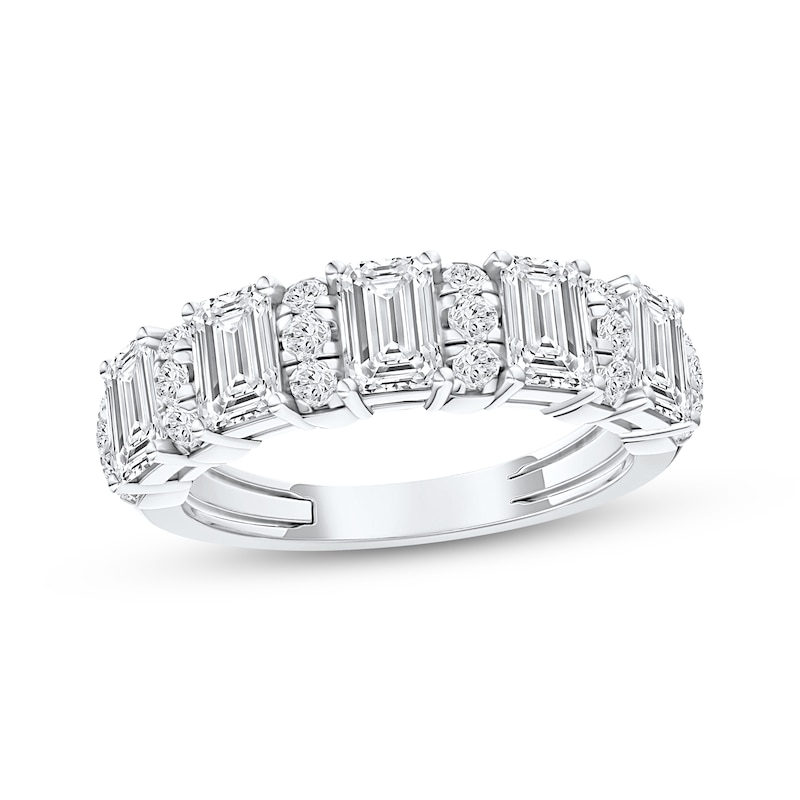 Main Image 1 of Now + Forever Lab-Grown Diamonds Round & Emerald-Cut Anniversary Ring 2 ct tw 14K White Gold