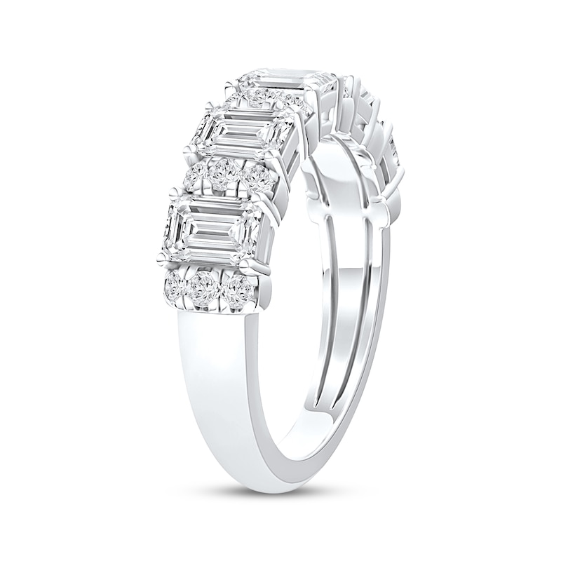 Main Image 2 of Now + Forever Lab-Grown Diamonds Round & Emerald-Cut Anniversary Ring 2 ct tw 14K White Gold