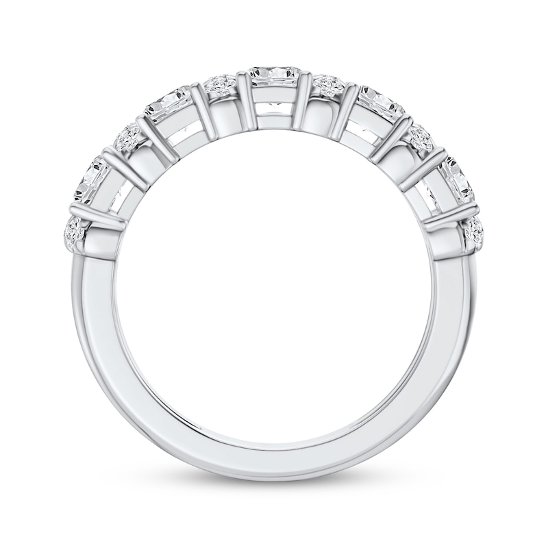 Main Image 3 of Now + Forever Lab-Grown Diamonds Round & Emerald-Cut Anniversary Ring 2 ct tw 14K White Gold