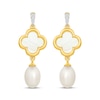 Thumbnail Image 2 of STUDIO BY KAY Mother-of-Pearl, White Lab-Created Sapphire & Cultured Pearl Dangle Earrings 24K Yellow Gold Vermeil Sterling Silver
