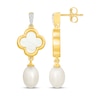 Thumbnail Image 3 of STUDIO BY KAY Mother-of-Pearl, White Lab-Created Sapphire & Cultured Pearl Dangle Earrings 24K Yellow Gold Vermeil Sterling Silver