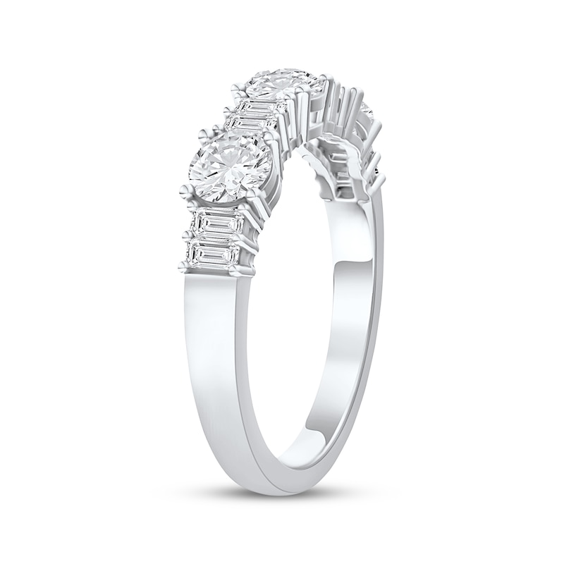 Main Image 2 of Now + Forever Lab-Grown Diamonds Round & Baguette-Cut Anniversary Ring 1 ct tw 14K White Gold