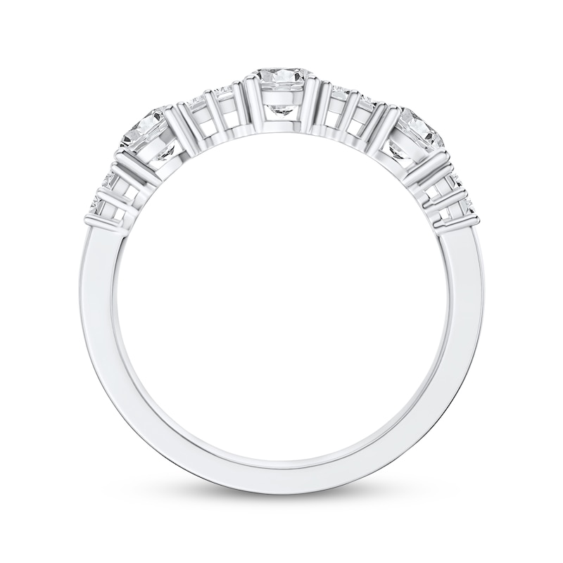 Main Image 3 of Now + Forever Lab-Grown Diamonds Round & Baguette-Cut Anniversary Ring 1 ct tw 14K White Gold