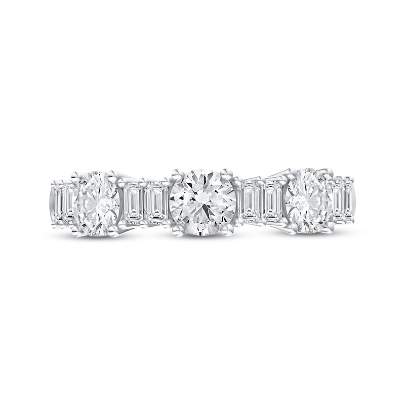 Main Image 4 of Now + Forever Lab-Grown Diamonds Round & Baguette-Cut Anniversary Ring 1 ct tw 14K White Gold