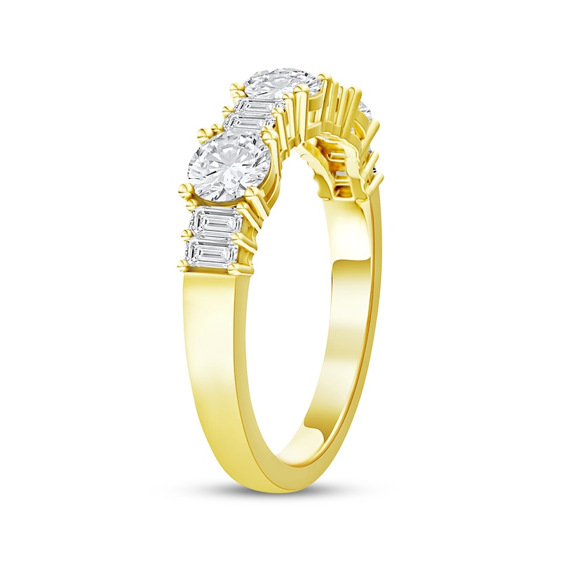 Main Image 2 of Now + Forever Lab-Grown Diamonds Round & Baguette-Cut Anniversary Ring 1 ct tw 14K Yellow Gold