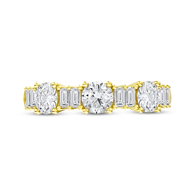 Main Image 4 of Now + Forever Lab-Grown Diamonds Round & Baguette-Cut Anniversary Ring 1 ct tw 14K Yellow Gold