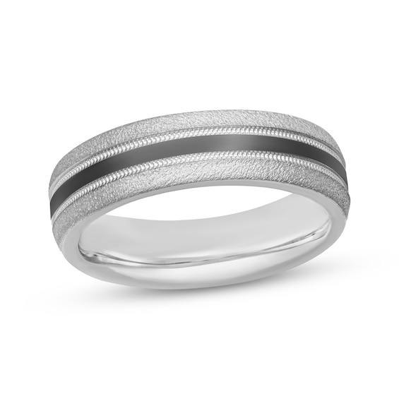 Now + Forever Men's Striped Satin Finish Wedding Band Sterling Silver 6mm