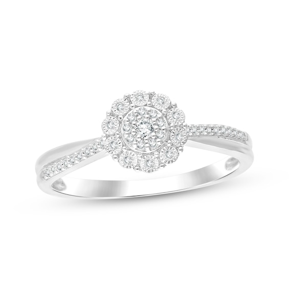 KAY Lab-Grown Diamond Multi-Stone Halo Promise Ring 1/6 ct tw Sterling Silver