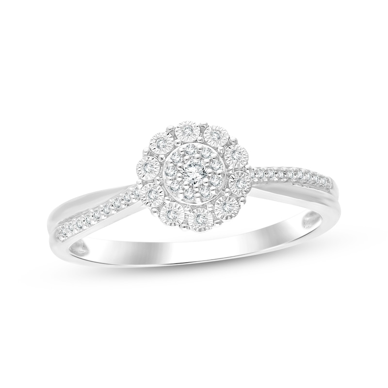 Main Image 1 of KAY Lab-Grown Diamond Multi-Stone Halo Promise Ring 1/6 ct tw Sterling Silver