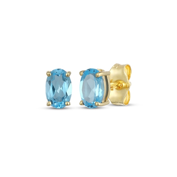 STUDIO BY KAY Oval-Cut Swiss Blue Topaz Solitaire Stud Earrings 24K Yellow Gold Vermeil Sterling Silver