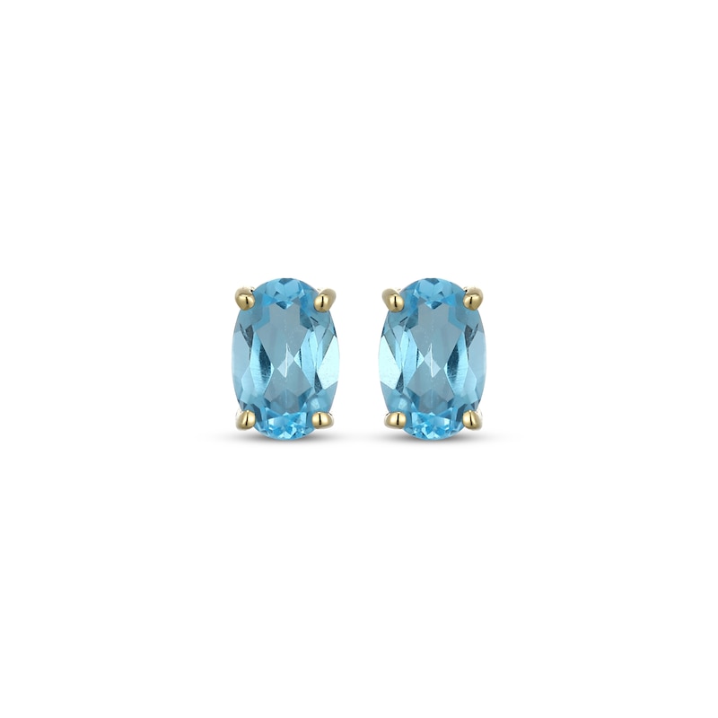 Main Image 2 of STUDIO BY KAY Oval-Cut Swiss Blue Topaz Solitaire Stud Earrings 24K Yellow Gold Vermeil Sterling Silver