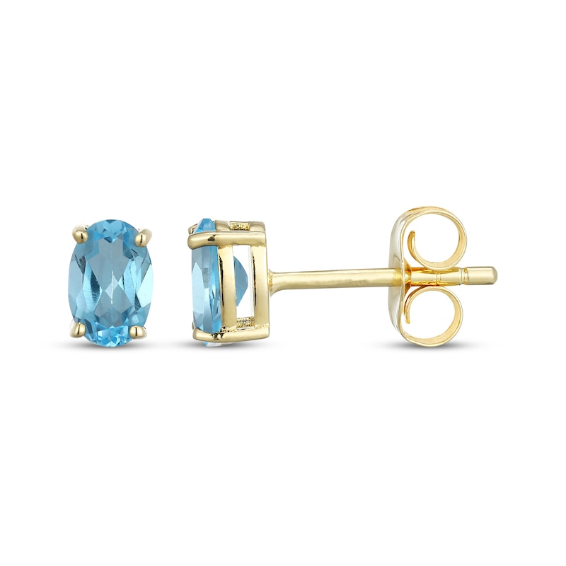 Main Image 3 of STUDIO BY KAY Oval-Cut Swiss Blue Topaz Solitaire Stud Earrings 24K Yellow Gold Vermeil Sterling Silver