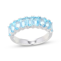 STUDIO BY KAY Baguette-Cut Swiss Blue Topaz Stackable Ring Sterling Silver