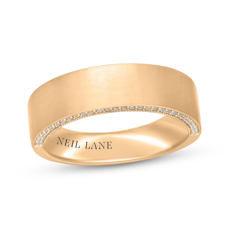 Main Image 1 of Neil Lane Men's Diamond Brushed-Finish Wedding Band 1/5 ct tw 14K Yellow Gold