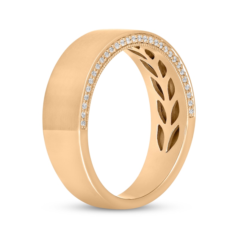 Main Image 2 of Neil Lane Men's Diamond Brushed-Finish Wedding Band 1/5 ct tw 14K Yellow Gold