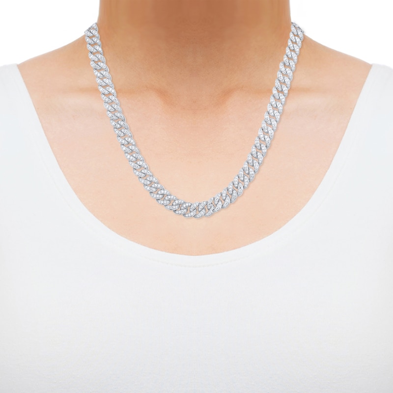 Main Image 4 of KAY Lab-Grown Diamonds Curb Chain Necklace 5 ct tw Sterling Silver 18"