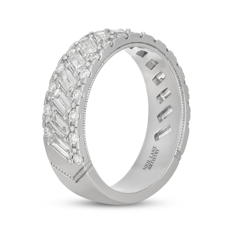 Main Image 2 of Neil Lane Men's Baguette & Round-Cut Lab-Grown Diamond Wedding Band 2 ct tw 14K White Gold