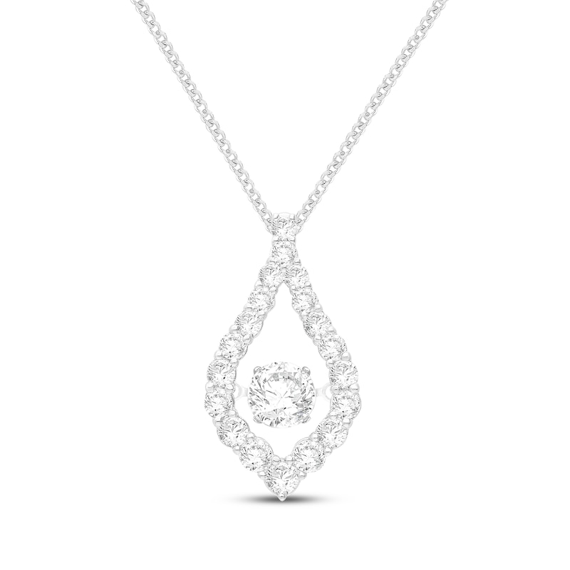 Main Image 1 of Unstoppable Love Lab-Grown Diamond Marquise Frame Necklace 3 ct tw 14K White Gold 19"
