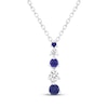 Thumbnail Image 1 of Round-Cut Blue & White Lab-Created Sapphire Drop Necklace Sterling Silver 18"