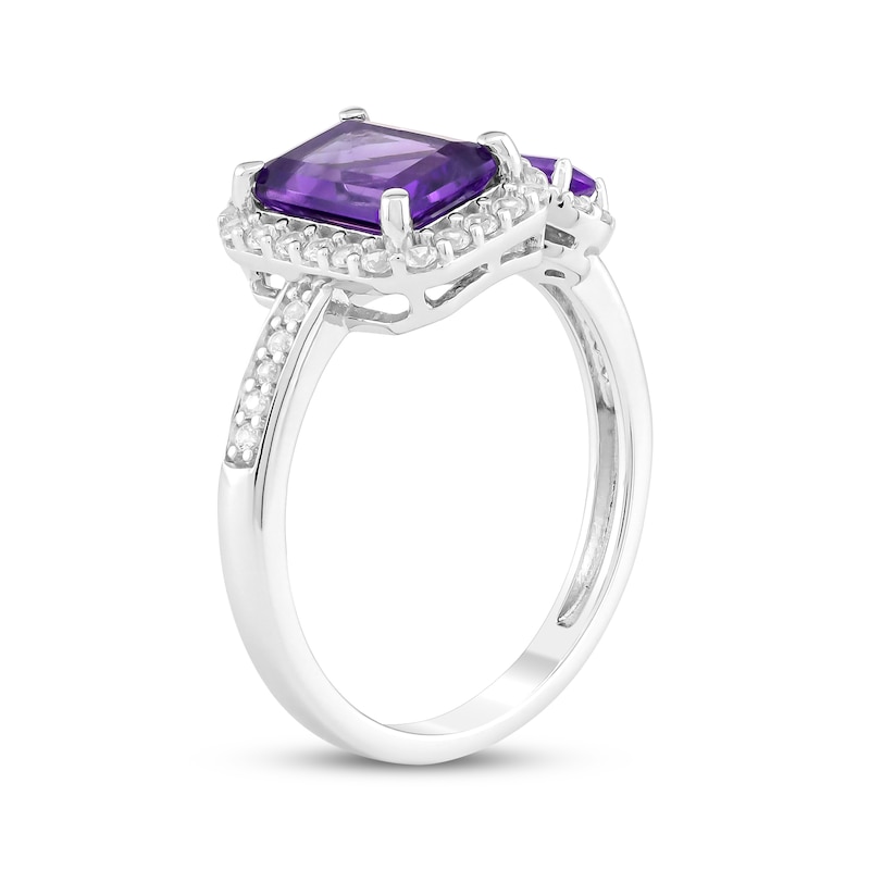 Main Image 2 of Emerald-Cut & Baguette-Cut Amethyst & White Lab-Created Sapphire Deconstructed Ring Sterling Silver