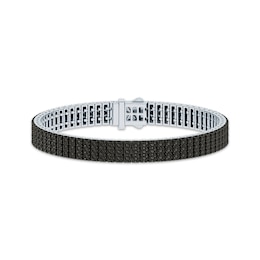 Men's Black Diamond Three-Row Tennis Bracelet 3 ct tw Sterling Silver 8"