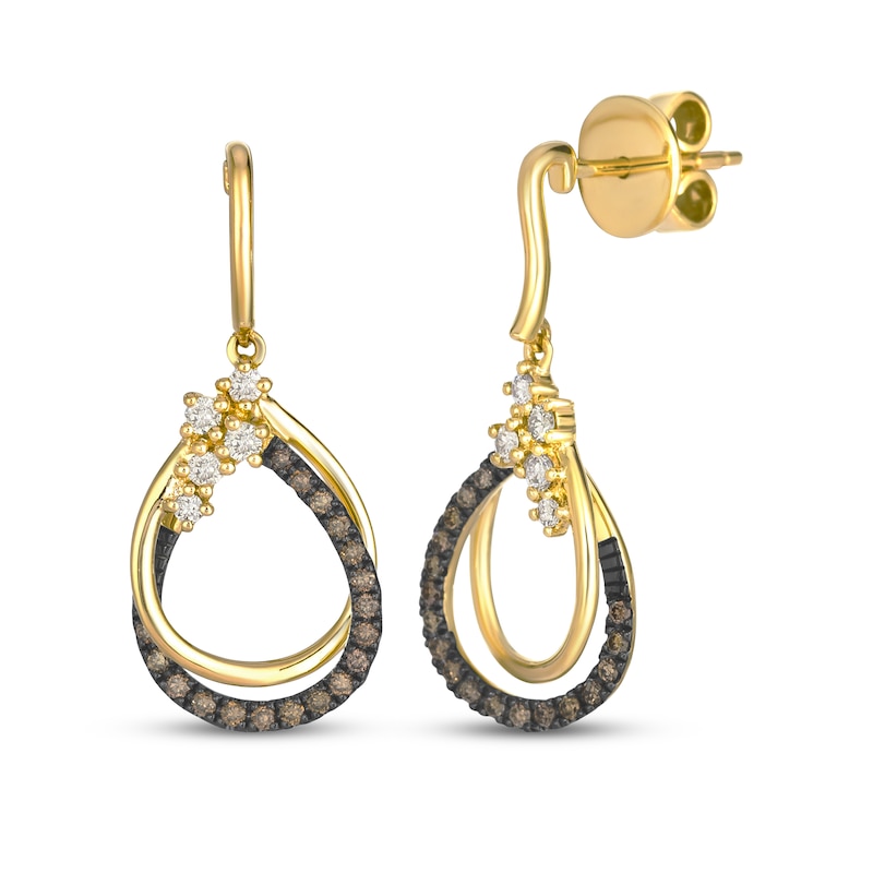 Main Image 1 of Le Vian Desert Diamonds Teardrop Frame Earrings 1/3 ct tw 14K Honey Gold