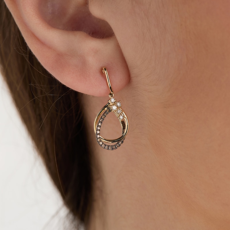 Main Image 4 of Le Vian Desert Diamonds Teardrop Frame Earrings 1/3 ct tw 14K Honey Gold