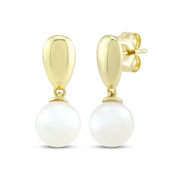 STUDIO BY KAY Cultured Pearl Drop Earrings 24K Yellow Gold Vermeil Sterling Silver