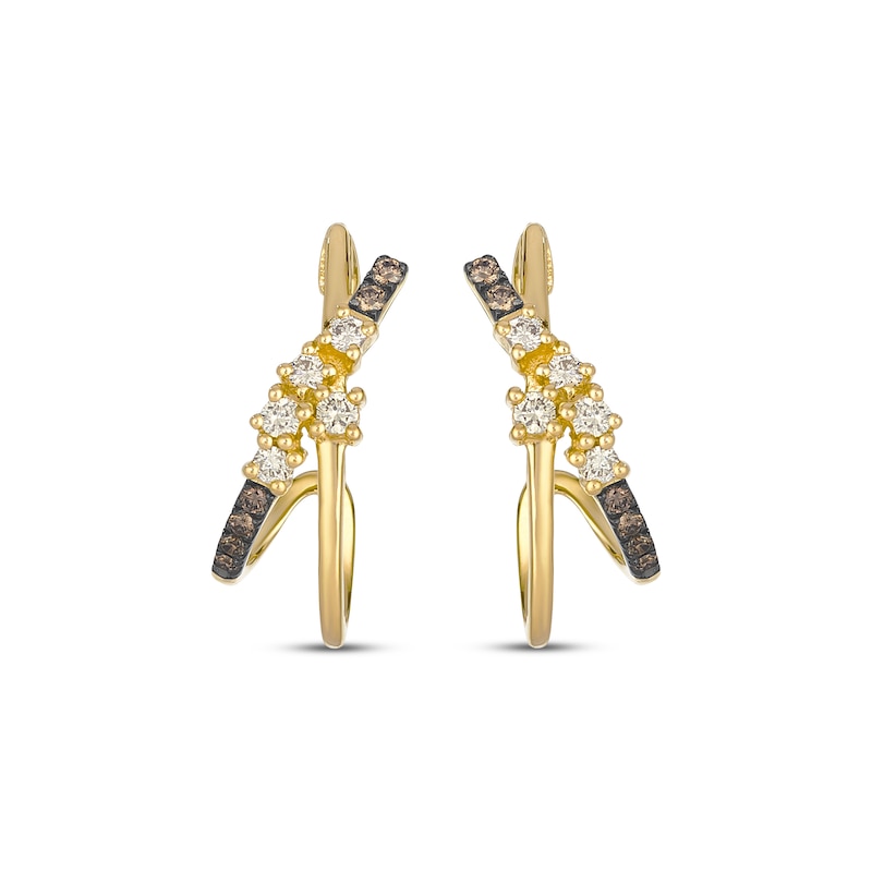 Main Image 2 of Le Vian Desert Diamonds Crossover J-Hoop Earrings 1/3 ct tw 14K Honey Gold