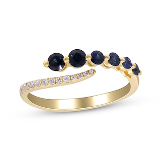 Blue Sapphire & Diamond Deconstructed Ring 1/10 ct tw 10K Yellow Gold