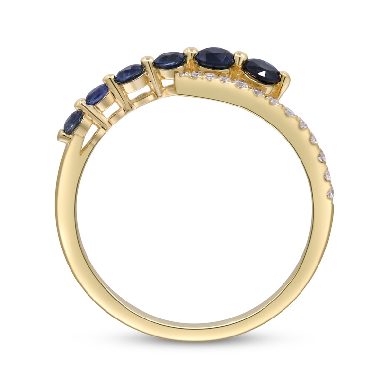 Main Image 2 of Blue Sapphire & Diamond Deconstructed Ring 1/10 ct tw 10K Yellow Gold