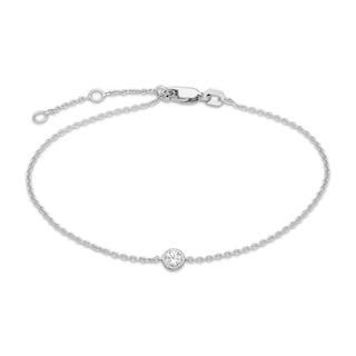 KAY Lab-Grown Diamonds Bezel-Set Round-Cut Solitaire Bracelet 1/8 ct tw Sterling Silver 7.25"